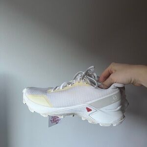 Salomon White and Cream Running Shoes